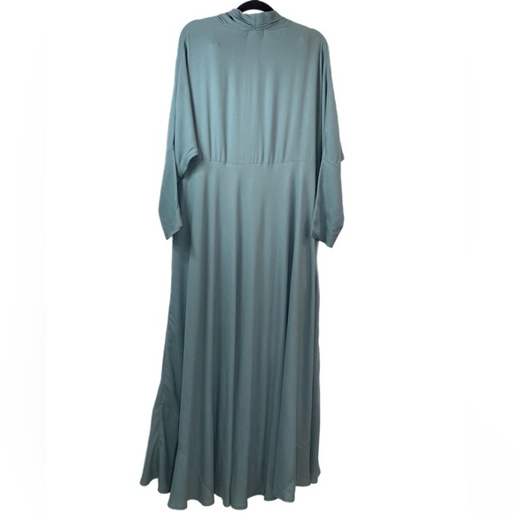 aab collection NWT teal long sleeve modest maxi dress w/ button sleeve detail - Picture 2 of 5